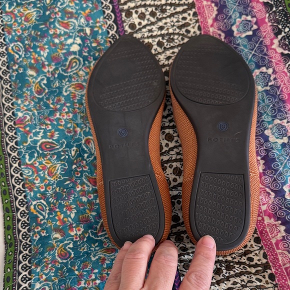 Rothy's Pointed Knit Flats in Chestnut Brown with Blue Trim - Picture 3 of 4